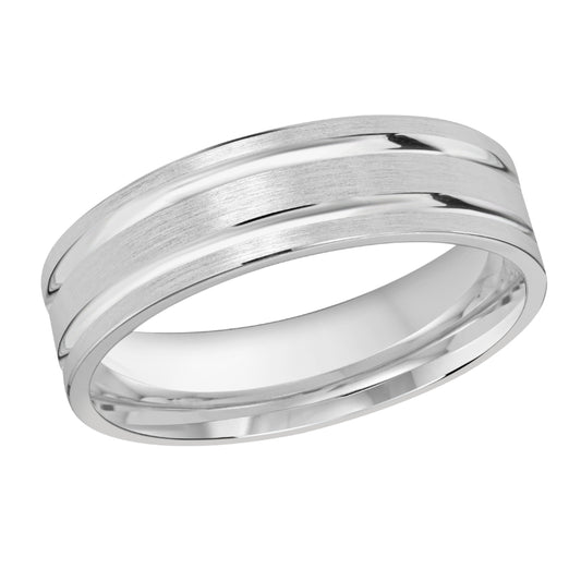 Malo 6mm 18k White Gold Carved Band