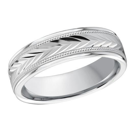 Malo 6mm 18k White Gold Carved Band