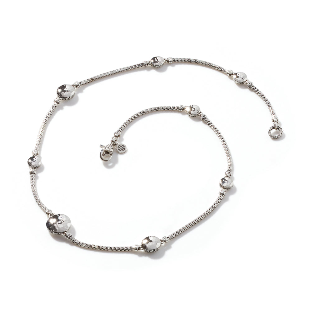 John Hardy Dot Hammered Silver Disc Stations Sautoir Necklace