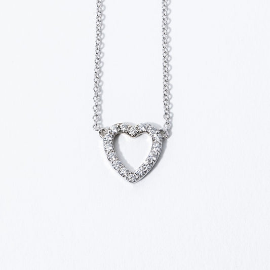 Mini Heart Pendant in White Gold