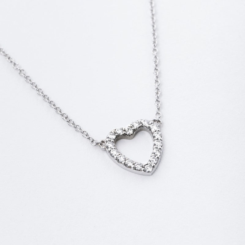 Mini Heart Pendant in White Gold