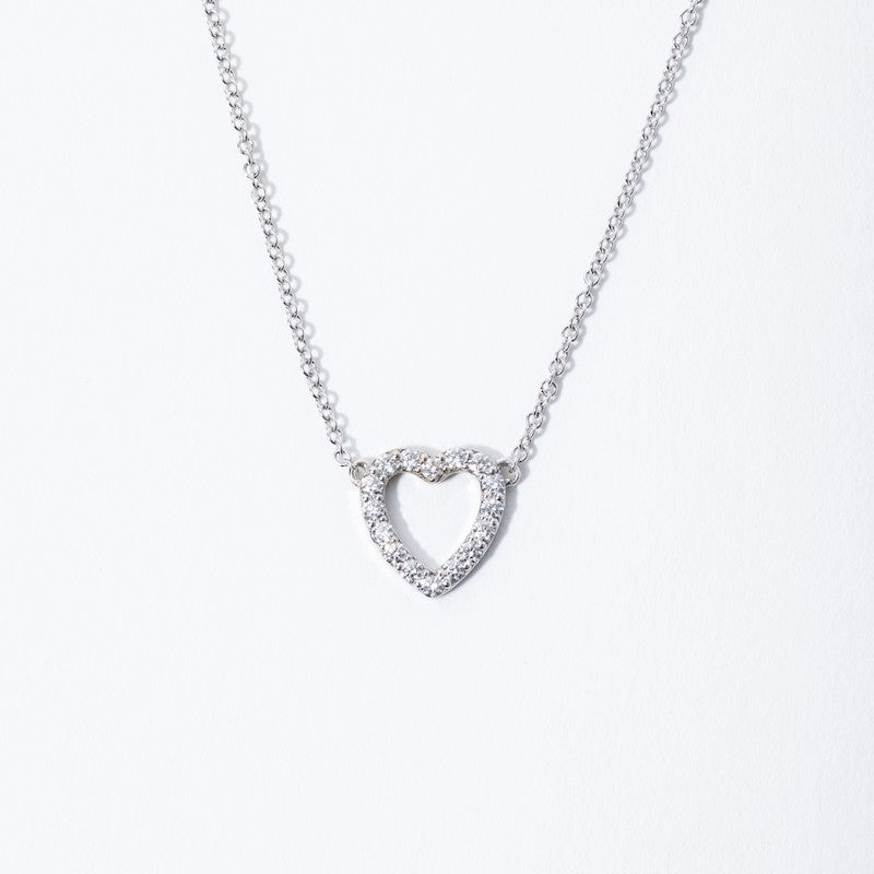 Mini Heart Pendant in White Gold