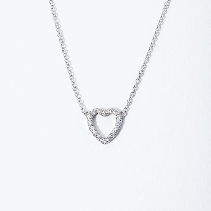 Mini Heart Pendant in White Gold