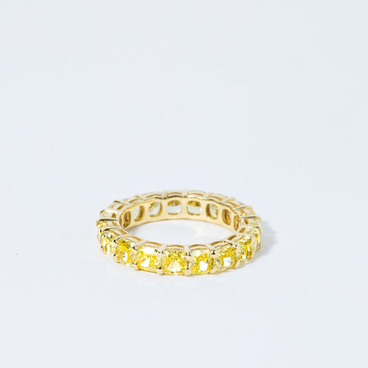 Cushion Cut Yellow Diamond Eternity Band