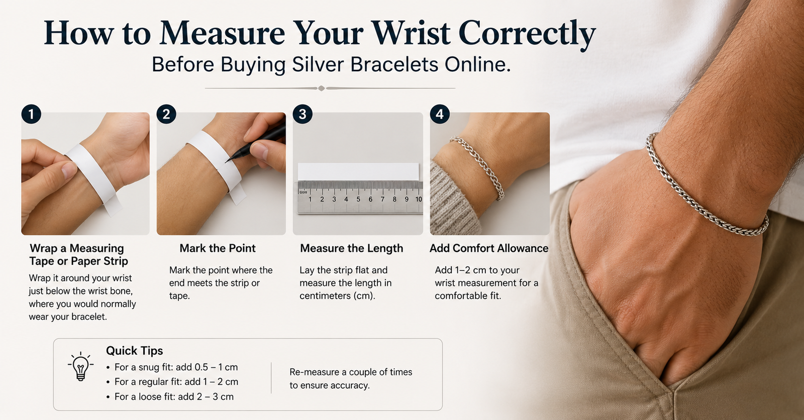How to Measure Your Wrist Correctly Before Buying Silver Bracelets Online
