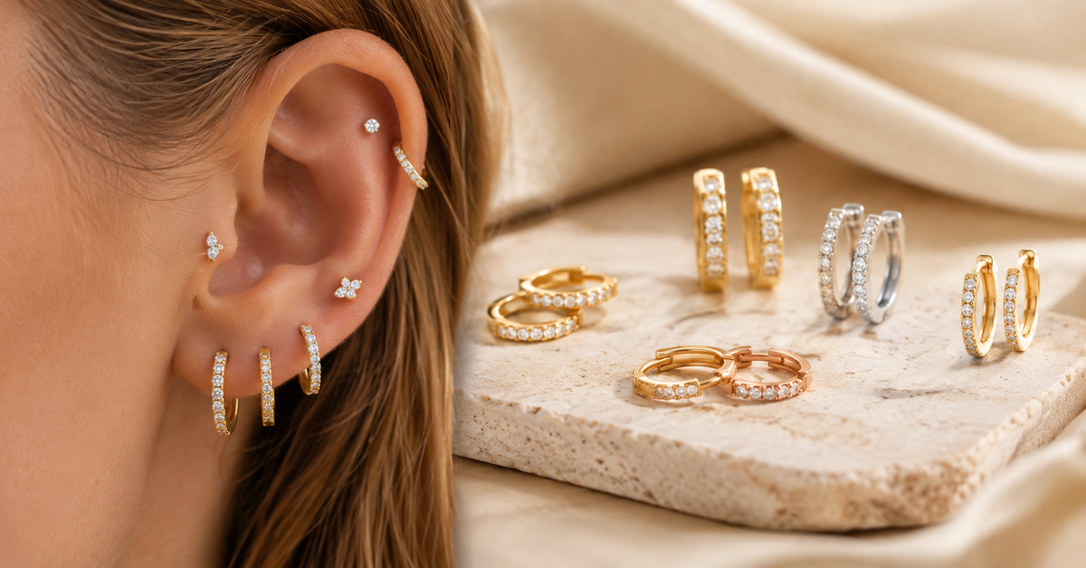 diamond huggie earrings