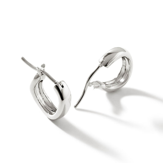 Surf Huggie Earrings, Sterling Silver, 12MM|EB901122