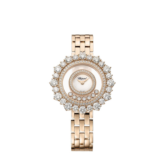 HAPPY DIAMONDS JOAILLERIE 36 MM, QUARTZ, ETHICAL ROSE GOLD, DIAMONDS 209437-5601