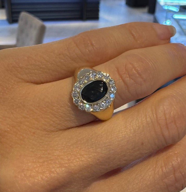 Sapphire and Diamond Pinky Ring