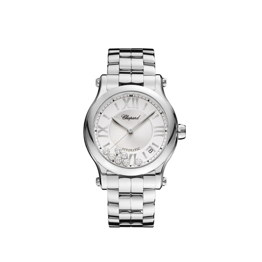 HAPPY SPORT 36 MM, AUTOMATIC, LUCENT STEEL™, DIAMONDS 278559-3002