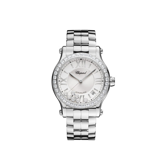 HAPPY SPORT 36 MM, AUTOMATIC, LUCENT STEEL™, DIAMONDS 278559-3004