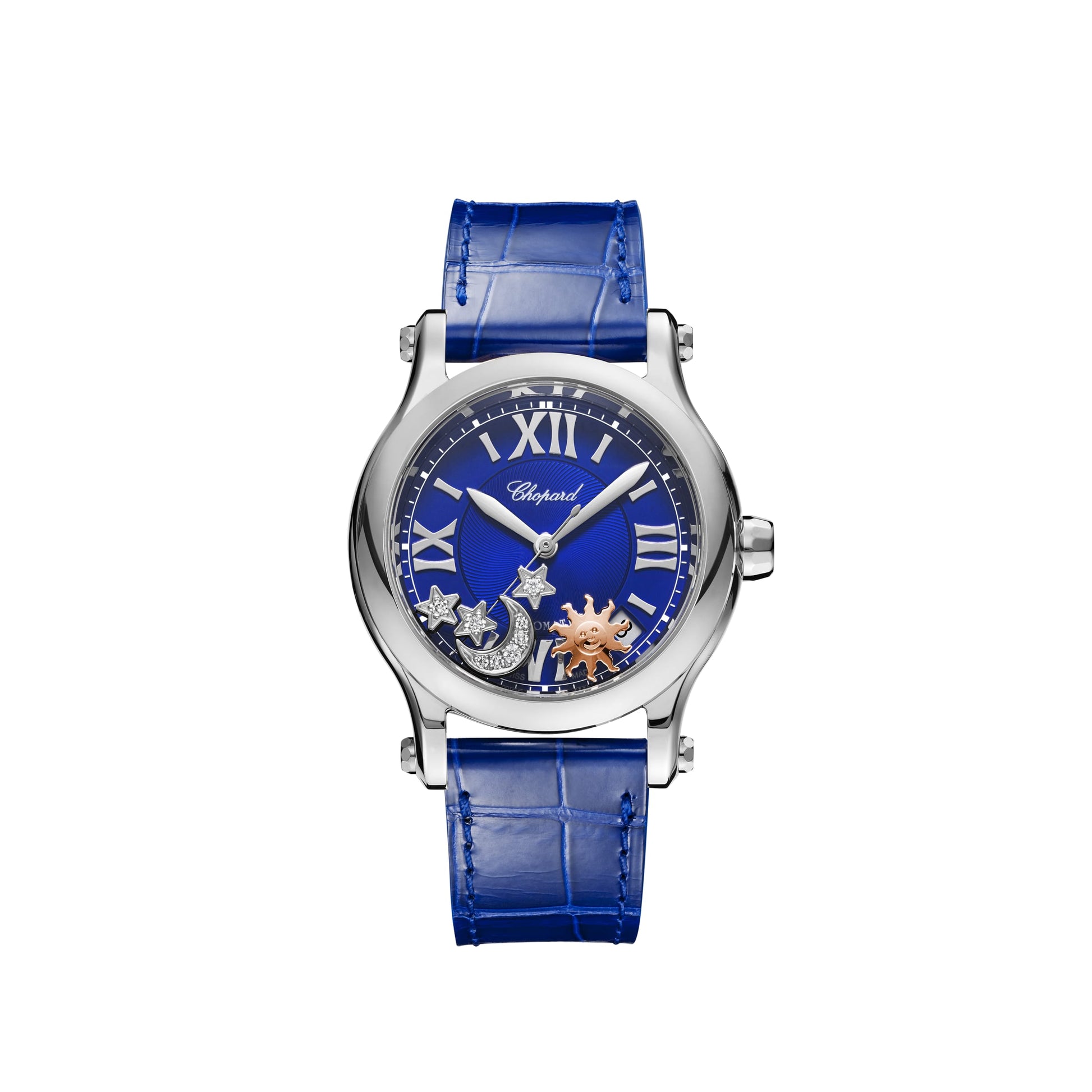 HAPPY SPORT SUN, MOON AND STARS 36 MM, AUTOMATIC, LUCENT STEEL™, DIAMONDS 278559-3011 - Dejaun Jewelers