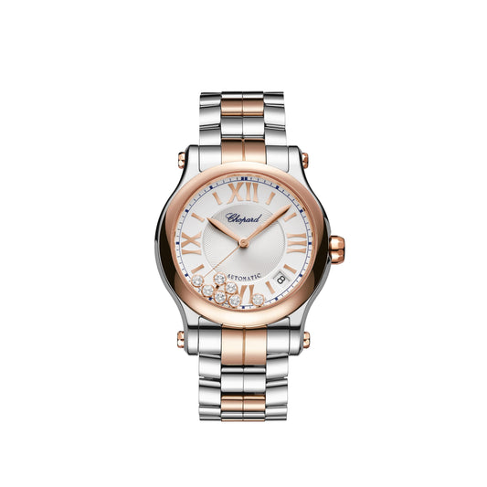 HAPPY SPORT 36 MM, AUTOMATIC, ETHICAL ROSE GOLD, LUCENT STEEL™, DIAMONDS 278559-6026