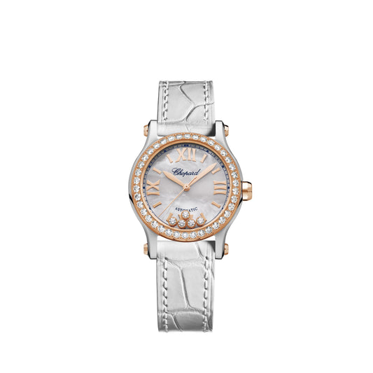 HAPPY SPORT 30 MM, AUTOMATIC, ETHICAL ROSE GOLD, LUCENT STEEL™, DIAMONDS 278573-6020