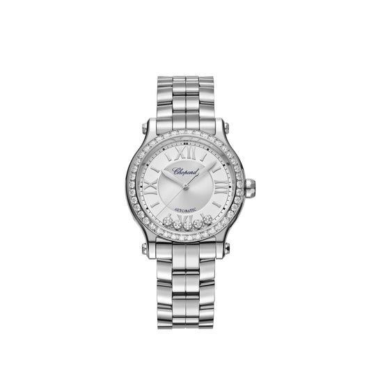 HAPPY SPORT 33 MM, AUTOMATIC, LUCENT STEEL™, DIAMONDS 278608-3004