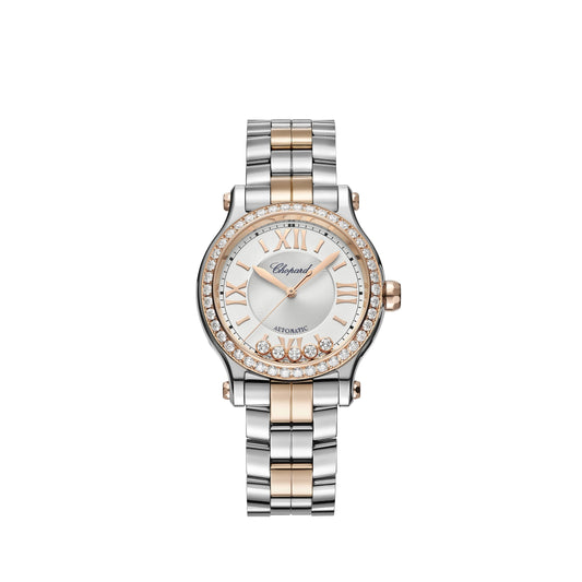 HAPPY SPORT 33 MM, AUTOMATIC, ETHICAL ROSE GOLD, LUCENT STEEL™, DIAMONDS 278608-6004