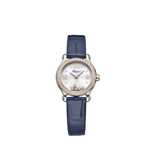 HAPPY SPORT 25 MM, QUARTZ, ETHICAL ROSE GOLD, LUCENT STEEL™, DIAMONDS 278620-6002