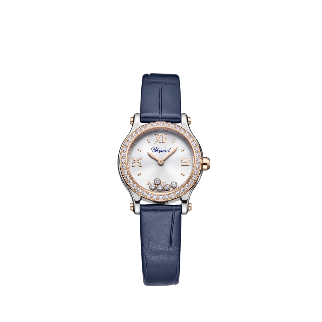 HAPPY SPORT 25 MM, QUARTZ, ETHICAL ROSE GOLD, LUCENT STEEL™, DIAMONDS 278620-6002