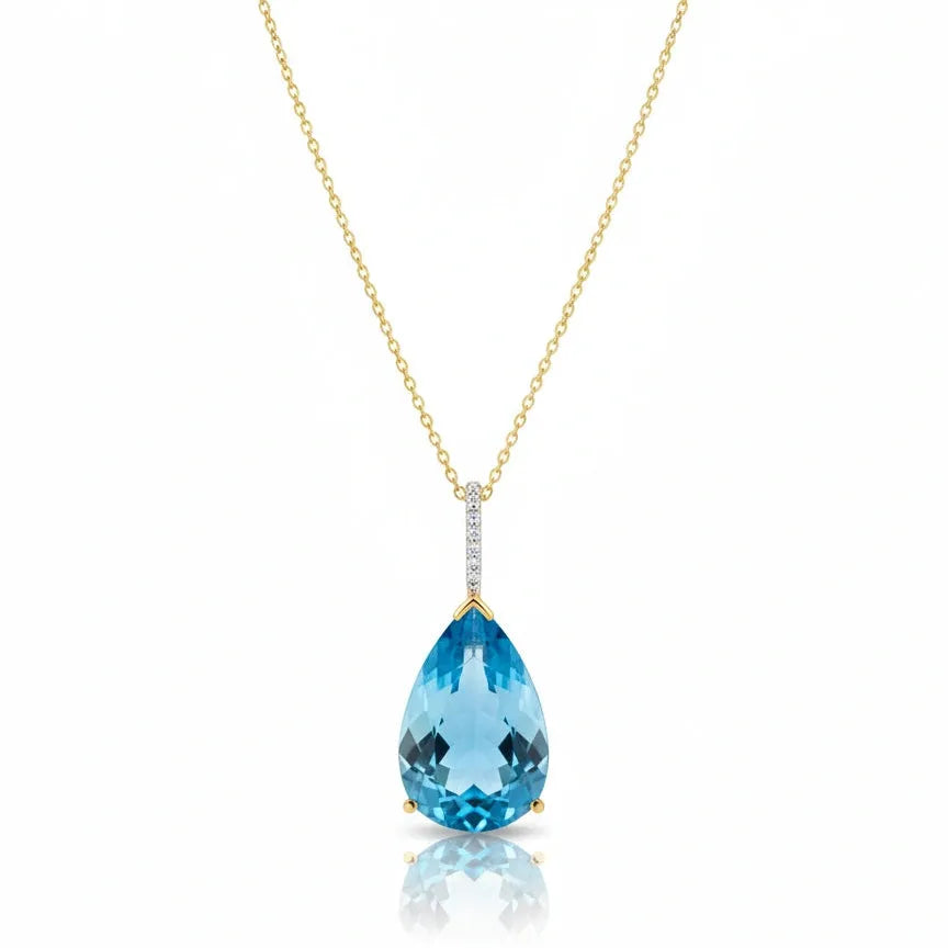 Blue Topaz Pear Necklace