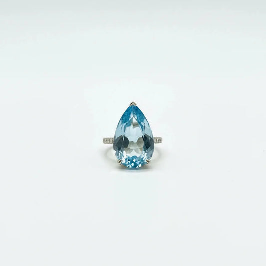 Blue Topaz Pear Cocktail Ring