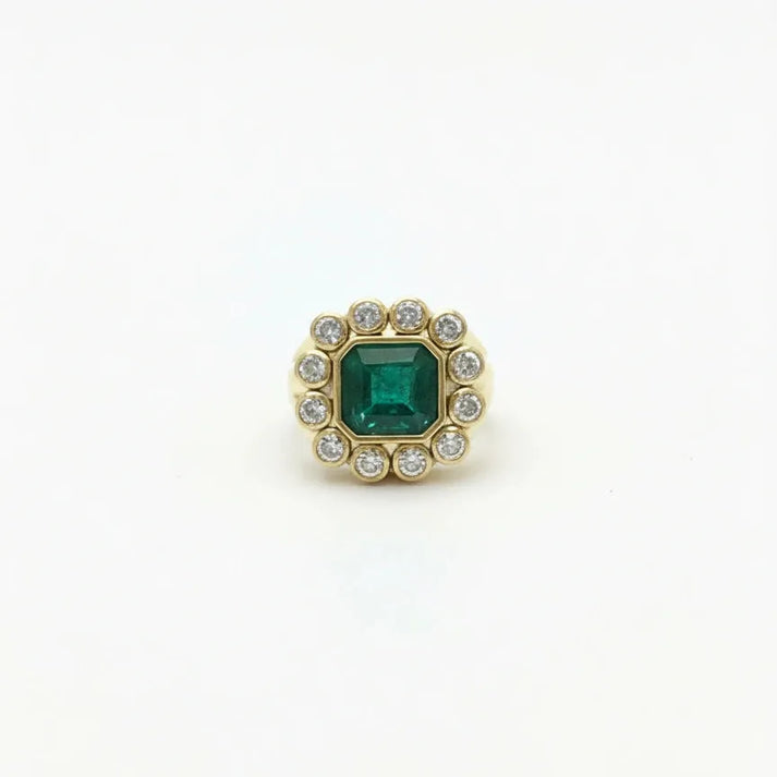 Emerald and Diamond Cocktail Ring