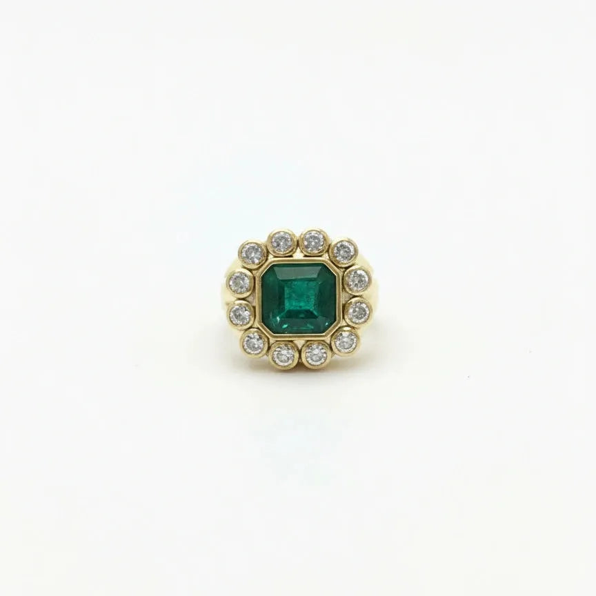 Emerald and Diamond Cocktail Ring