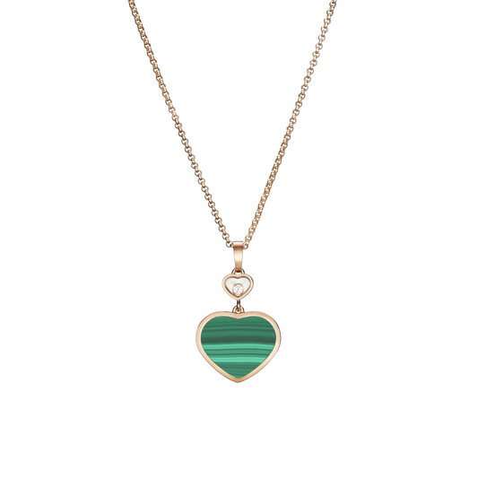 HAPPY HEARTS PENDANT, ETHICAL ROSE GOLD, DIAMOND, MALACHITE 797482-5151