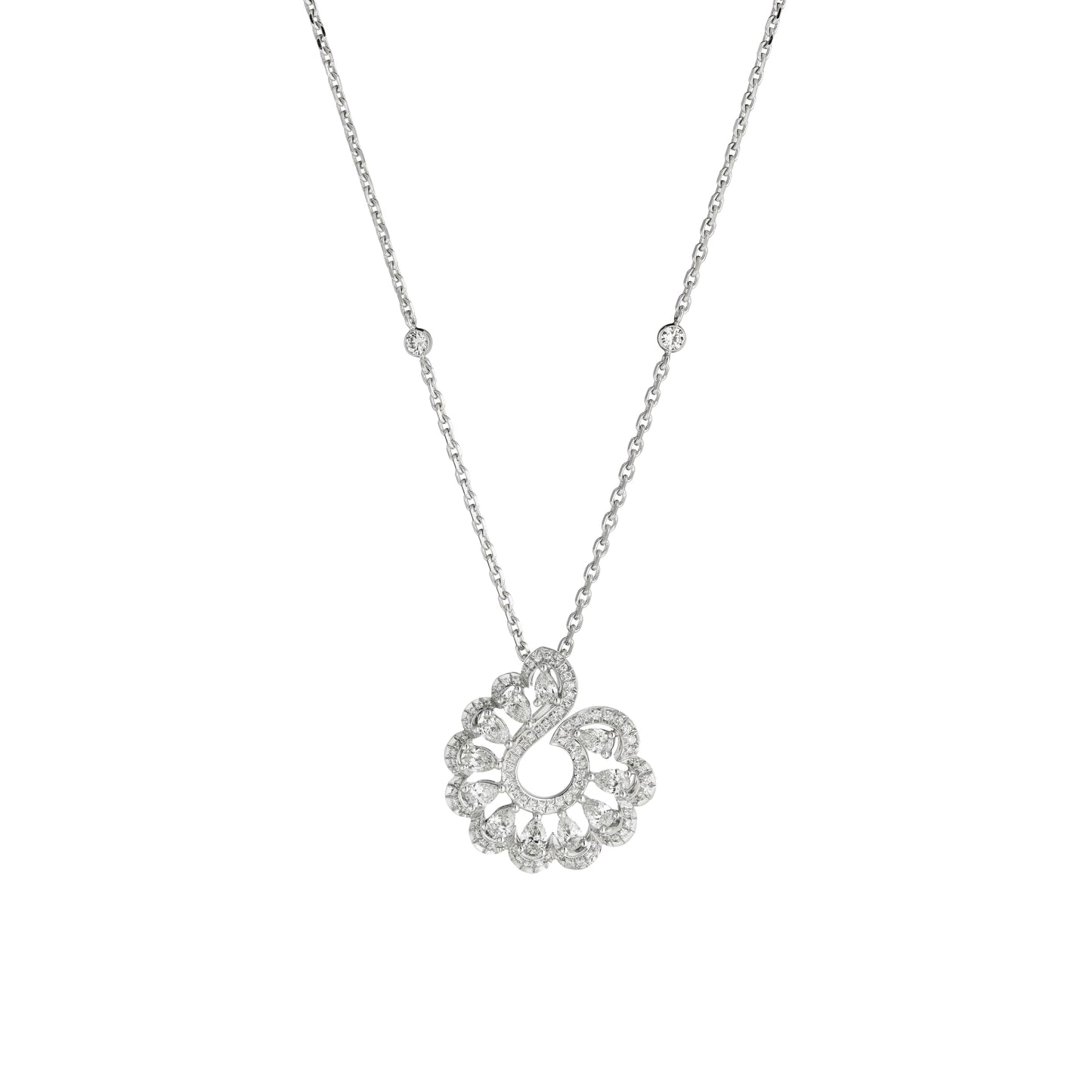 PRECIOUS LACE VAGUE PENDANT, ETHICAL WHITE GOLD, DIAMONDS 798349-1001