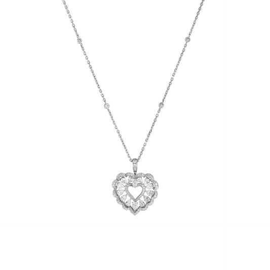 PRECIOUS LACE CŒUR PENDANT, ETHICAL WHITE GOLD, DIAMONDS 798352-1001