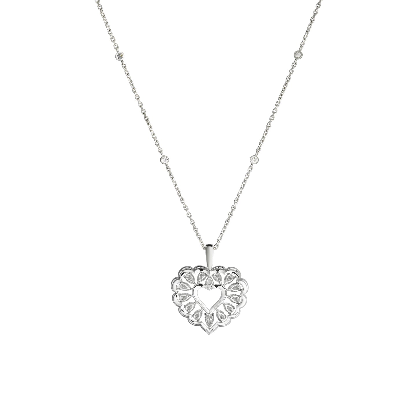 PRECIOUS LACE CŒUR PENDANT, ETHICAL WHITE GOLD, DIAMONDS 798352-1001