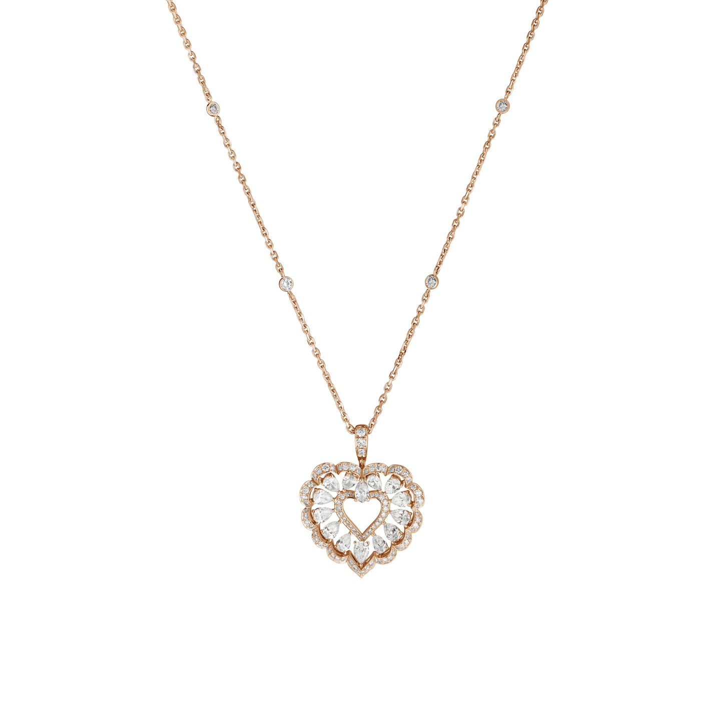 PRECIOUS LACE CŒUR PENDANT, ETHICAL ROSE GOLD, DIAMONDS 798352-5001