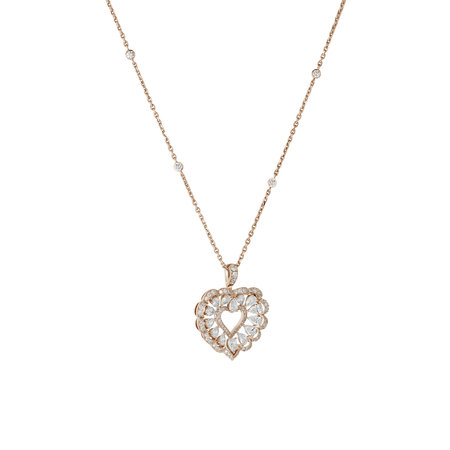 PRECIOUS LACE CŒUR PENDANT, ETHICAL ROSE GOLD, DIAMONDS 798352-5001