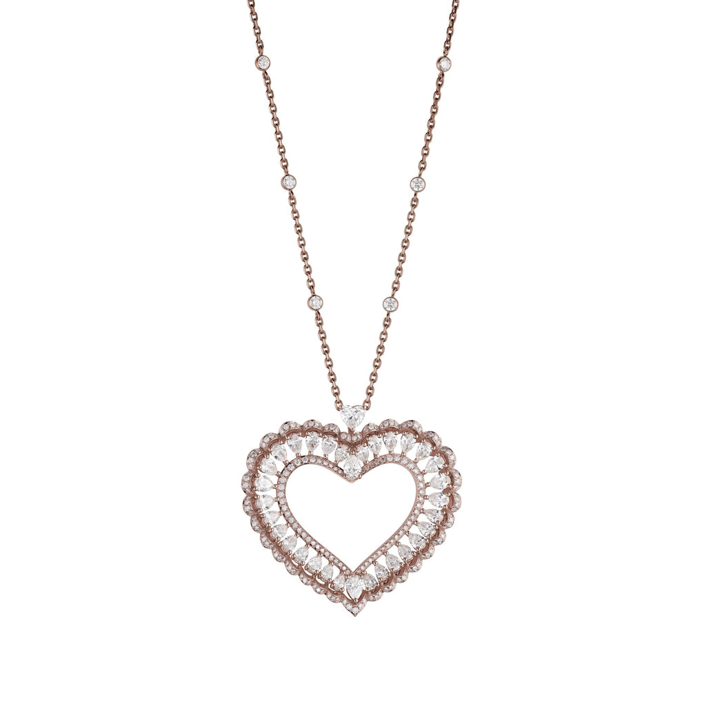 PRECIOUS LACE CŒUR PENDANT, ETHICAL ROSE GOLD, DIAMONDS 798353-5001