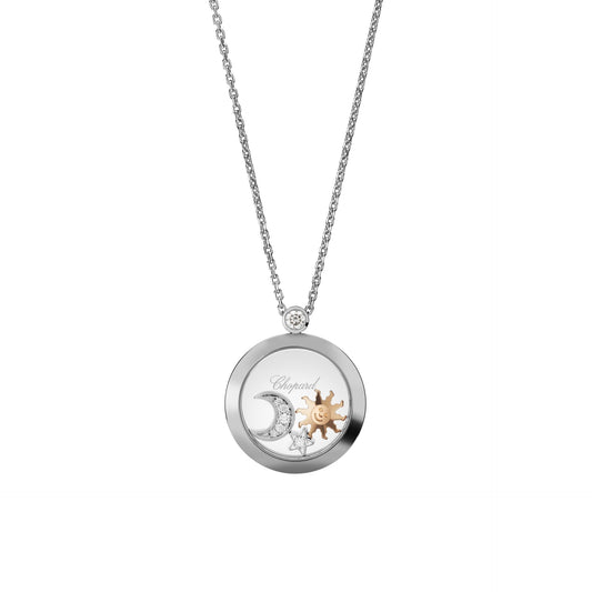 HAPPY SUN, MOON AND STARS PENDANT, ETHICAL WHITE GOLD, DIAMONDS 799434-1201