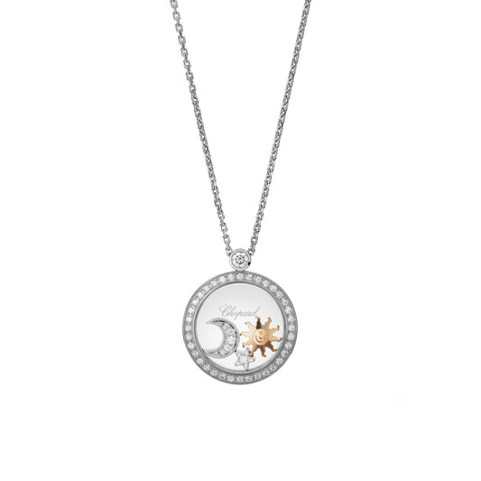 HAPPY SUN, MOON AND STARS PENDANT, ETHICAL WHITE GOLD, DIAMONDS 799434-1401