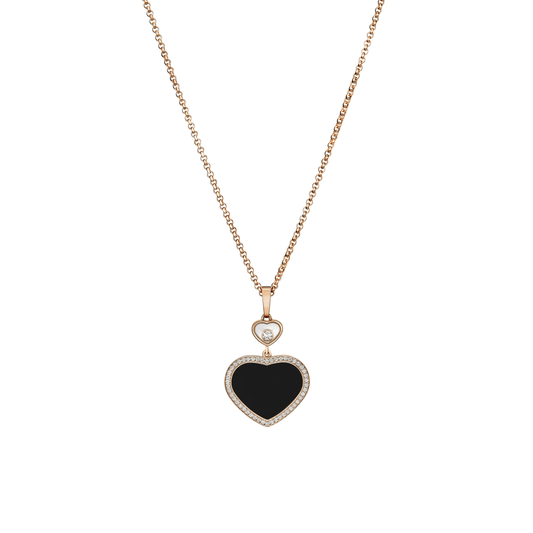 HAPPY HEARTS PENDANT, ETHICAL ROSE GOLD, DIAMONDS, ONYX 79A074-5201