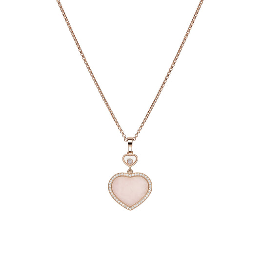 HAPPY HEARTS PENDANT, ETHICAL ROSE GOLD, DIAMONDS, PINK OPAL 79A074-5620