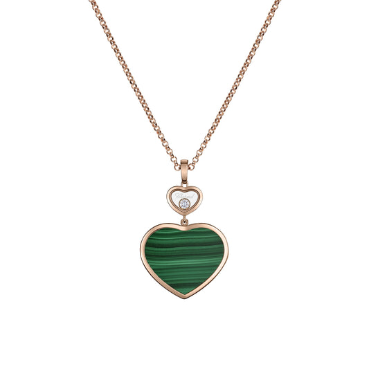 HAPPY HEARTS PENDANT, ETHICAL ROSE GOLD, DIAMOND, MALACHITE 79A075-5151