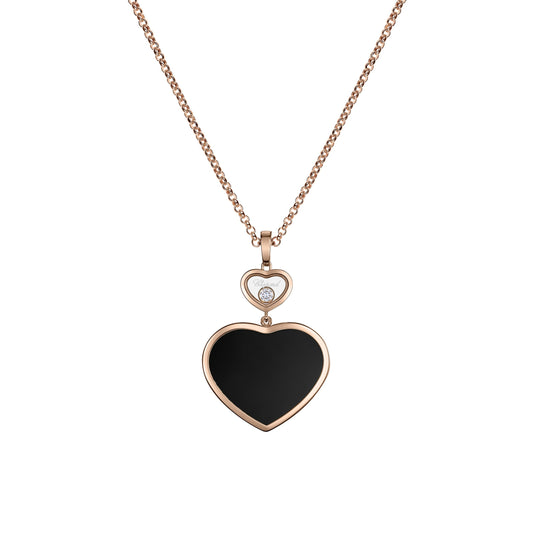 HAPPY HEARTS PENDANT, ETHICAL ROSE GOLD, DIAMOND, ONYX 79A075-5201