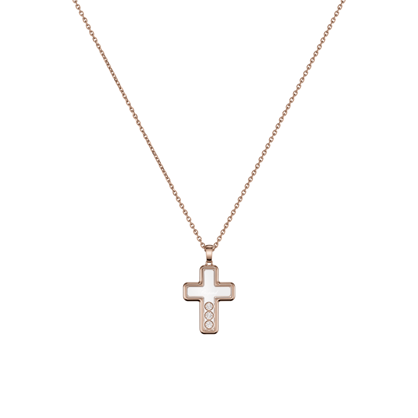 HAPPY DIAMONDS CROSS PENDANT, ETHICAL ROSE GOLD, DIAMONDS 79A409-5001