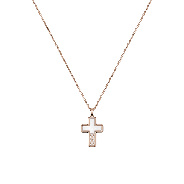 HAPPY DIAMONDS CROSS PENDANT, ETHICAL ROSE GOLD, DIAMONDS 79A409-5001