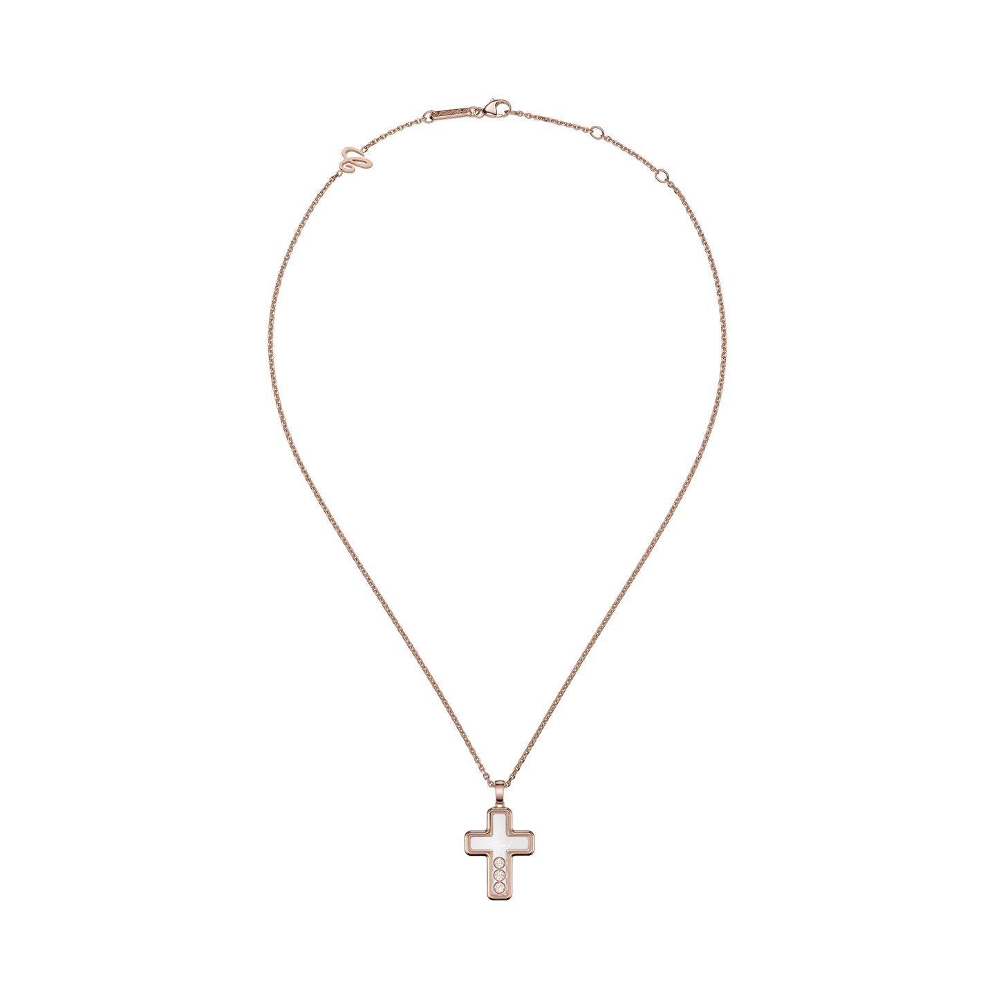 HAPPY DIAMONDS CROSS PENDANT, ETHICAL ROSE GOLD, DIAMONDS 79A409-5001