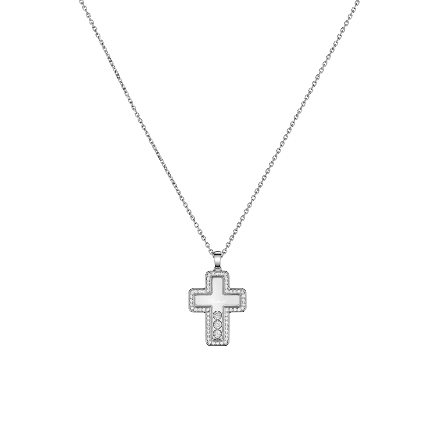 HAPPY DIAMONDS CROSS PENDANT, ETHICAL WHITE GOLD, DIAMONDS 79A410-1001