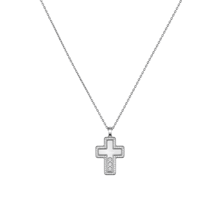 HAPPY DIAMONDS CROSS PENDANT, ETHICAL WHITE GOLD, DIAMONDS 79A410-1001