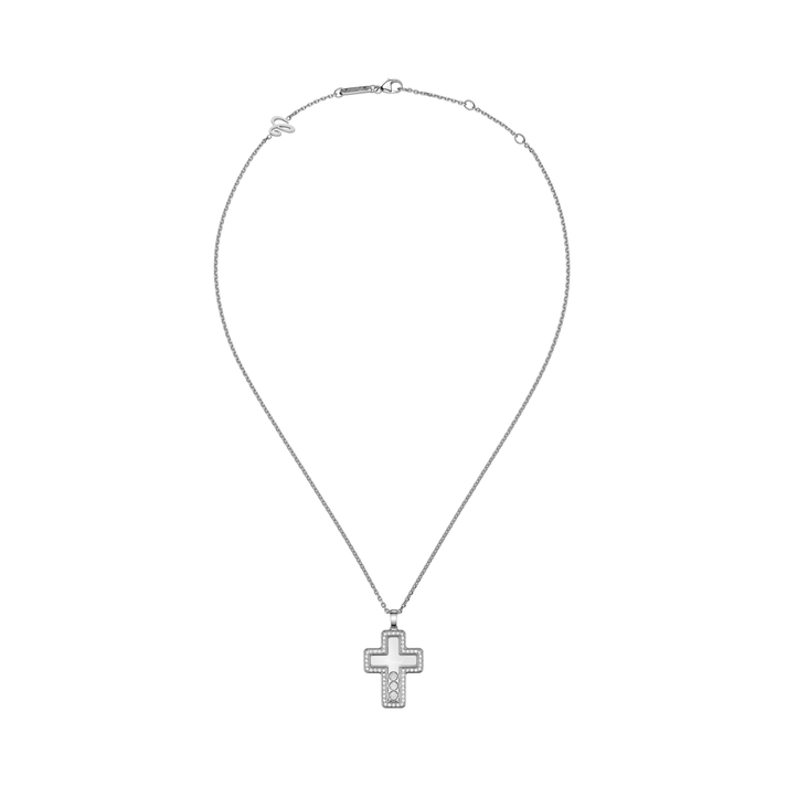 HAPPY DIAMONDS CROSS PENDANT, ETHICAL WHITE GOLD, DIAMONDS 79A410-1001