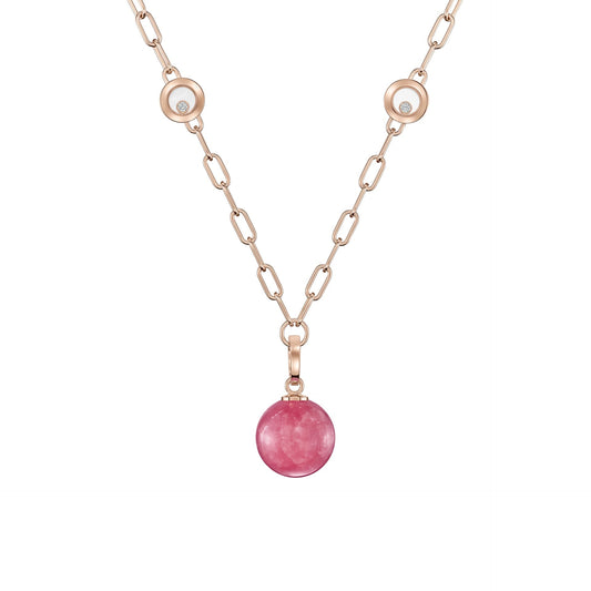 HAPPY DIAMONDS PLANET NECKLACE, ETHICAL ROSE GOLD, DIAMONDS, RHODOCHROSITE 79A619-5701