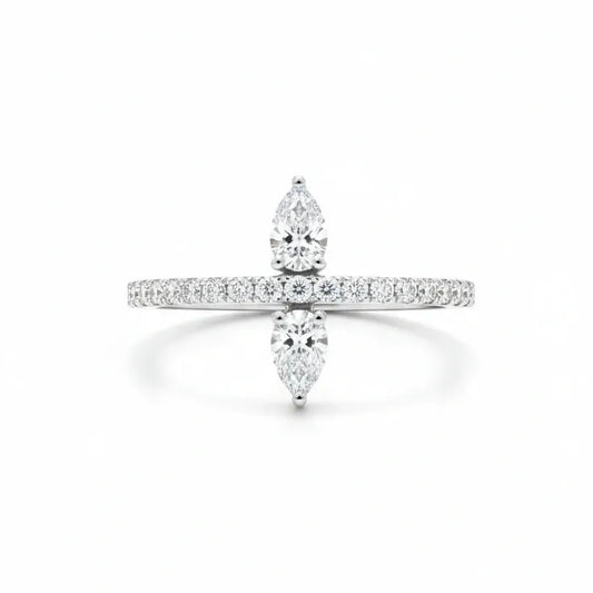 Dual Pear Diamond Ring White Gold