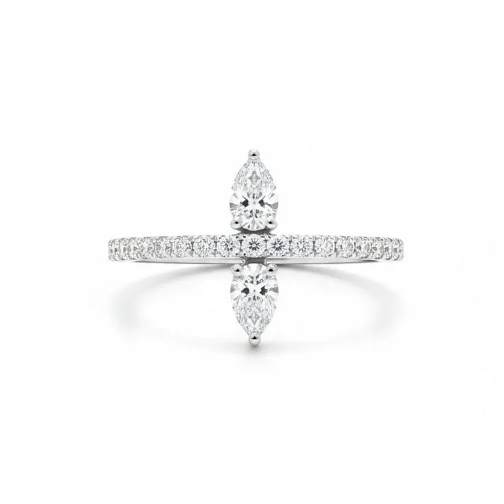 Dual Pear Diamond Ring White Gold