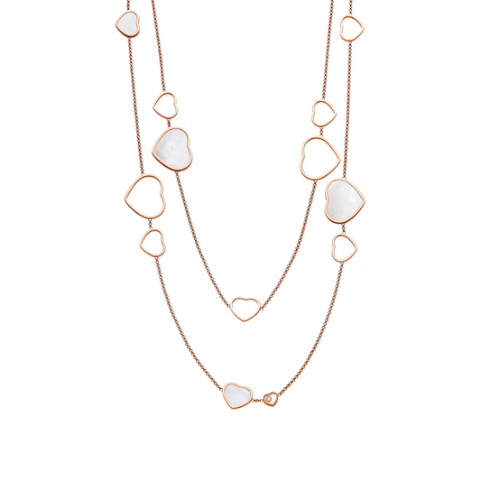 HAPPY HEARTS SAUTOIR NECKLACE, ETHICAL ROSE GOLD, DIAMONDS, MOTHER-OF-PEARL 817482-5301