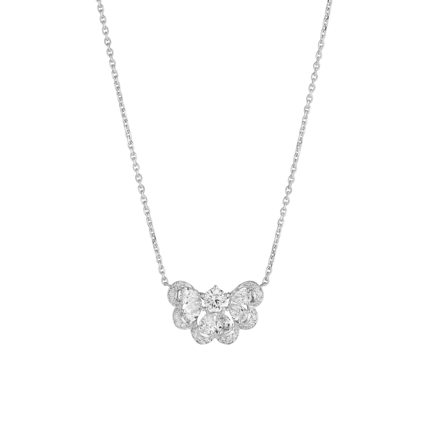 PRECIOUS LACE NUAGE NECKLACE, ETHICAL WHITE GOLD, DIAMONDS 818351-1001